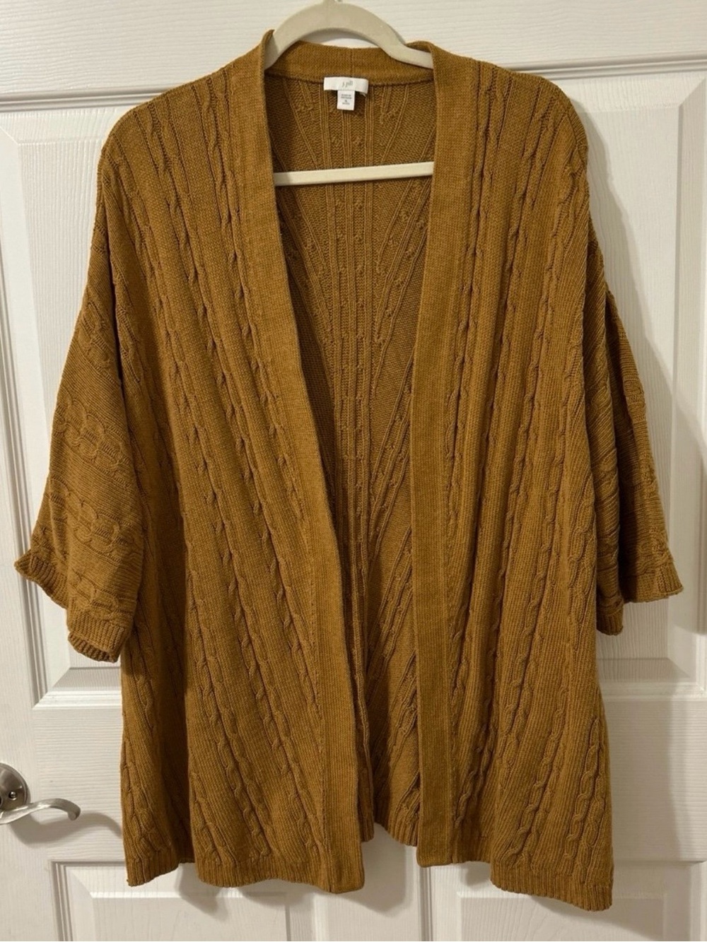 J. Jill Cable-Knit Open Cardigan - Mustard Brown